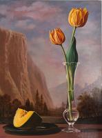 Tulips and Melon by a Lake by Sherrie Wolf